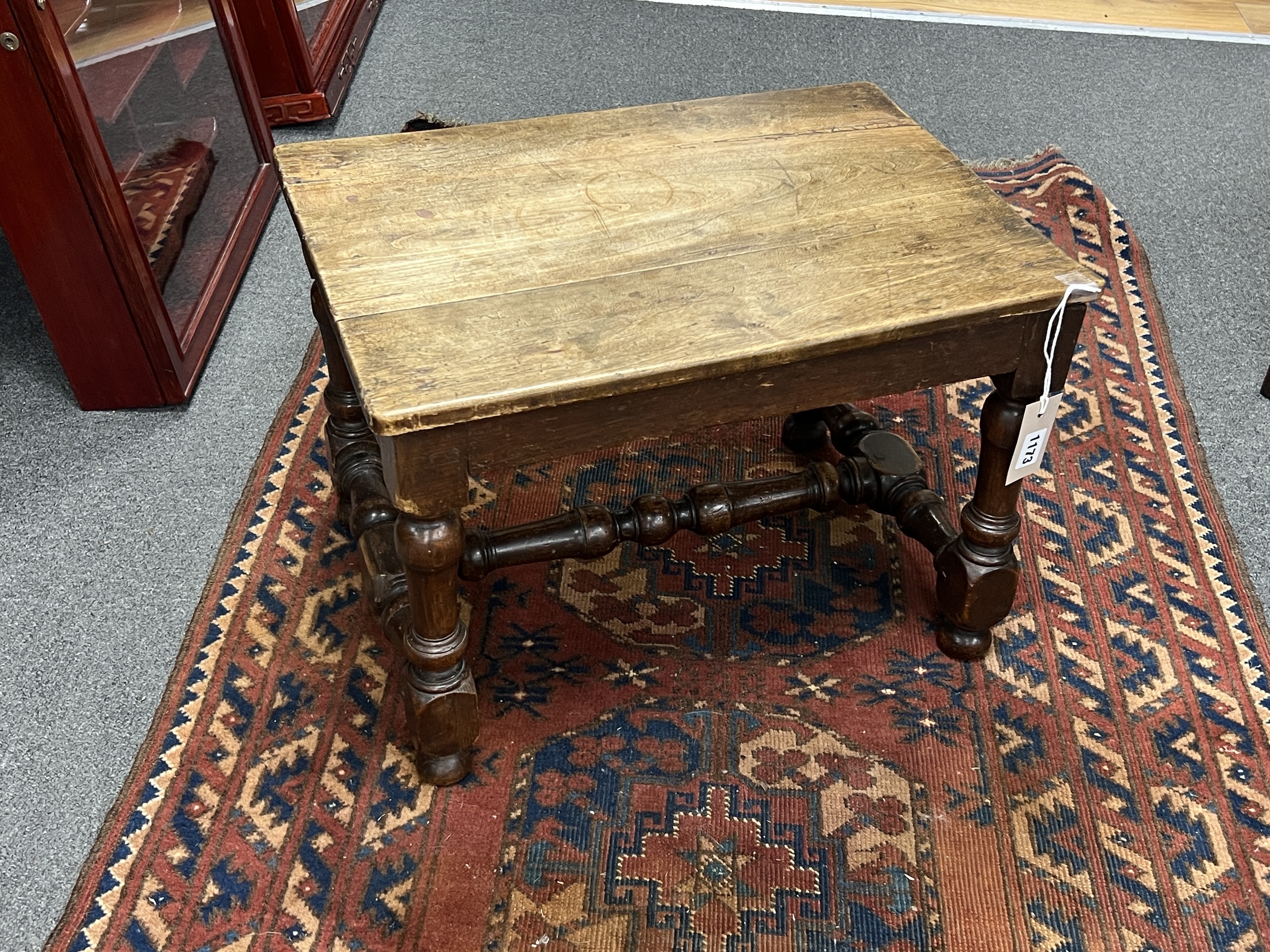An oak joint stool, width 50cm, depth 36cm, height 35cm